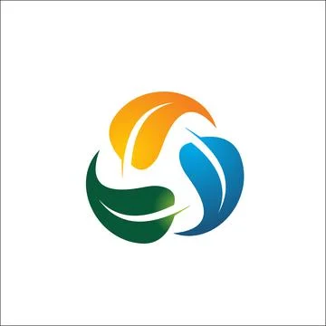 Round colored leaf logo vector design Illustrazione stock