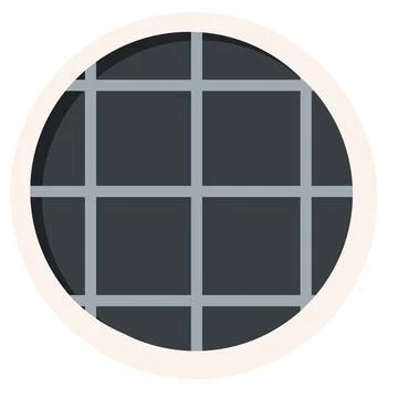 Round colored window with bars for home isolated on white background. Clipart Stock Illustration