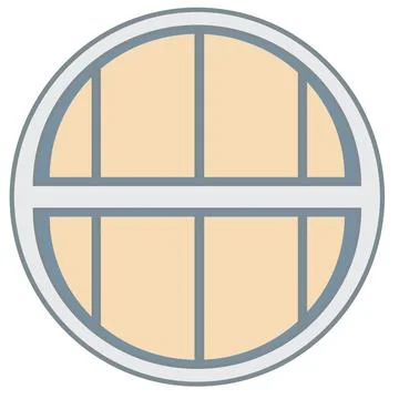 Round colored window with bars for home isolated on white background. Clipart Stock-Illustration