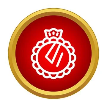 Round compact mirror with decorative edge and crown icon イラスト素材