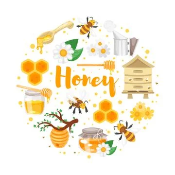 Round composition of honey Stock Illustration