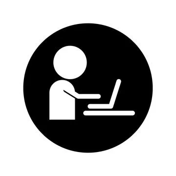 Round computer work icon. Working icon. Vector. Stock Illustration