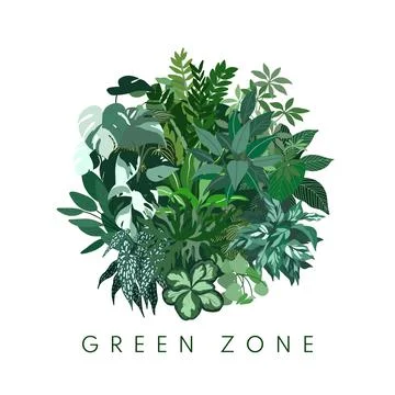 Round concept composition with green home plants Stock Illustration