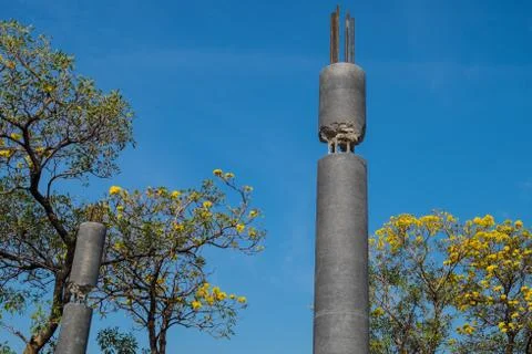 Round concrete column Stock Photos