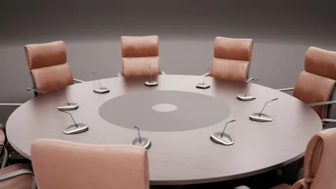 Round Conference Table On Dark Background Rotates 360 Degrees. 動画素材 95983654