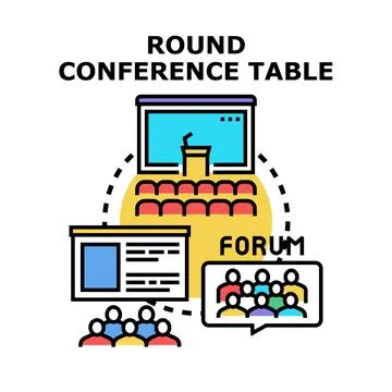 Round conference table presenting business meeting concept Stock Illustration