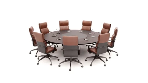 Round Conference Table On White Background Rotates 360 Degrees. 動画素材 95849860