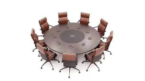 Round Conference Table On White Background Rotates 360 Degrees. 動画素材 95852185