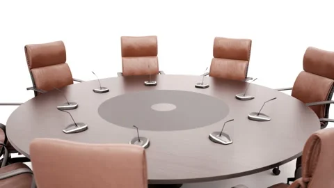 Round Conference Table On White Background Rotates 360 Degrees. 動画素材 95977066