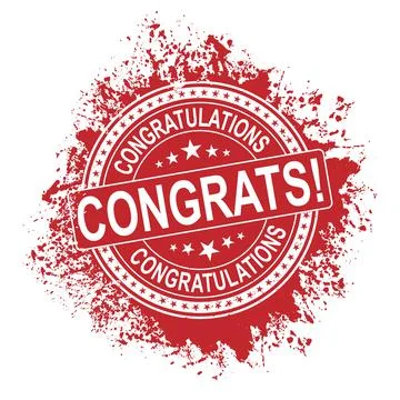 Round congratulations stamp on white background vector illustration Stock Illustration