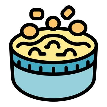 Round container full of hummus with chickpeas falling in it Stock Illustration