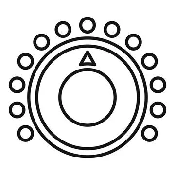 Round control knob with dots increasing and decreasing volume or level Stock Illustration