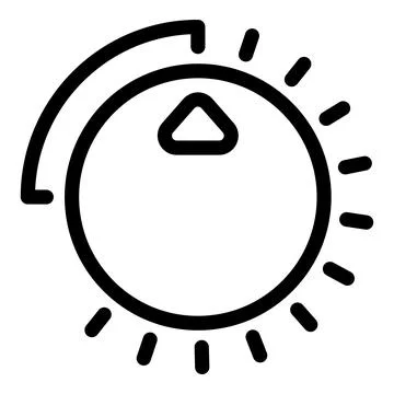Round control panel with triangle button increasing power setting icon Stock Illustration
