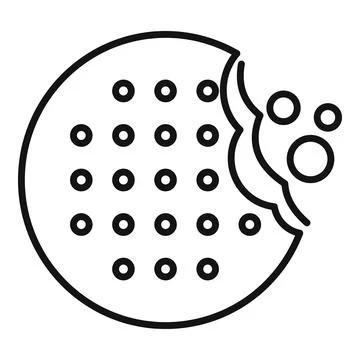 Round cookie being bitten with crumbs falling icon Stock Illustration