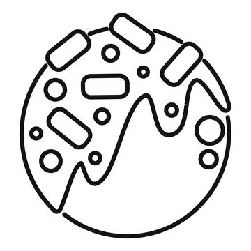 Round cookie covered with icing and sprinkles baking icon Stock Illustration