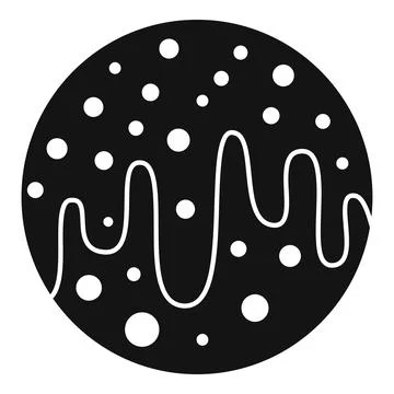 Round cookie covered with melted white chocolate and sprinkles icon Stock Illustration