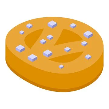 Round cookie decorated with sugar cubes isometric view Stock Illustration