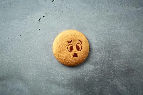 Round cookie with emotion, face with emotion Stock Photos