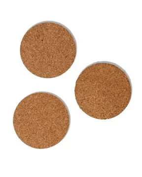 Round Cork Table Coasters on White Background Stock Photos