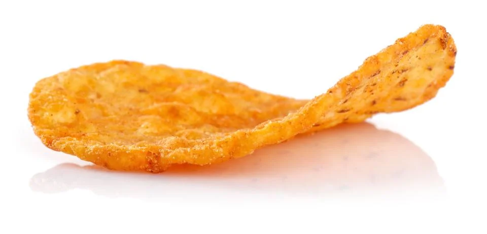 Round corn chips isolated on white Foto stock