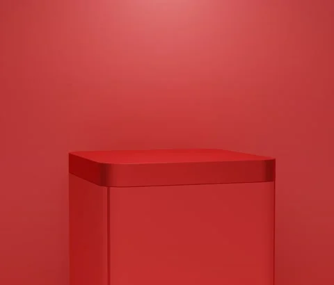 Round corner cube pedestal podium display on empty room background Stock Footage 172261227