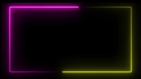 Round Corner Neon line loop rectangle, neon light, abstract modern Stock Footage 245068476