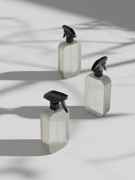 Round-corner spray bottle mockup, clear polastic liquid chemical container Stock Illustration