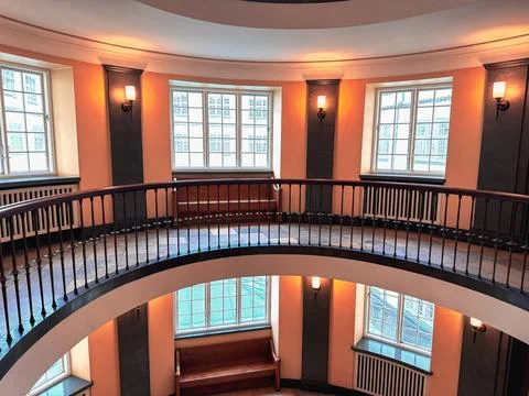 Round corridor in the Tower with large windows Foto stock