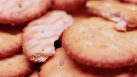 Round cracker biscuits in bulk Video stock 188161803