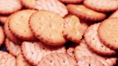 Round cracker biscuits in bulk 動画素材 230875688