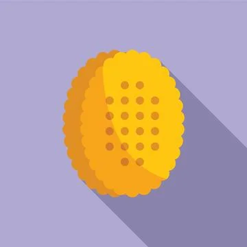Round cracker casting long shadow on purple background Stock Illustration