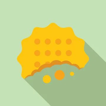 Round cracker crumbling, creating crumbs, in flat design style Stock Illustration