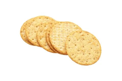 Round cracker isolated on white background , full depth of field Foto stock