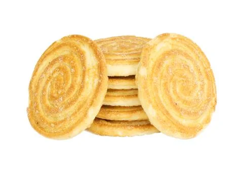 Round cracker stack, isolated Foto stock