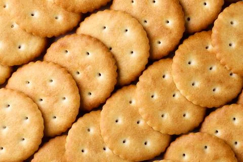 Round crackers background. Top view Stock Photos