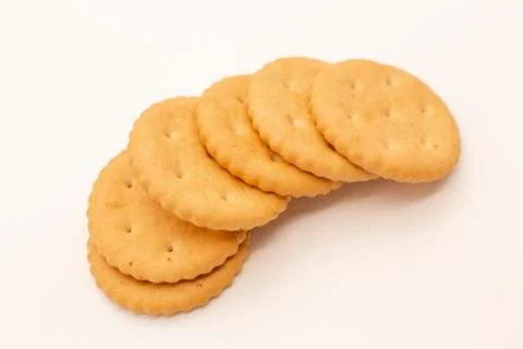 Round crackers on a white background Stock Photos