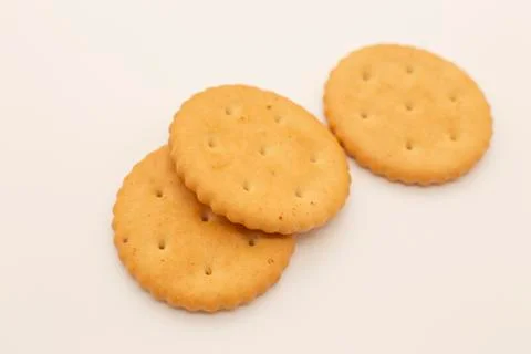 Round crackers on a white background Stock Photos