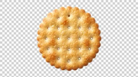 Round crispy cracker with salt texture as transparent PNG 스톡 사진