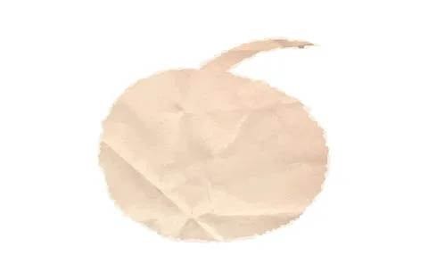 Round crumpled paper speech bubble with vintage parchment texture. Cutout school Stock Illustration