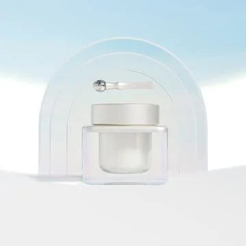 Round cubic shape cream jar mockup, luxury Double Walled glass skincare Stock Illustration