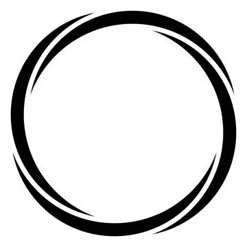 Round curve frame 4 sectors moon ornament circle border doodle Ilustração Stock