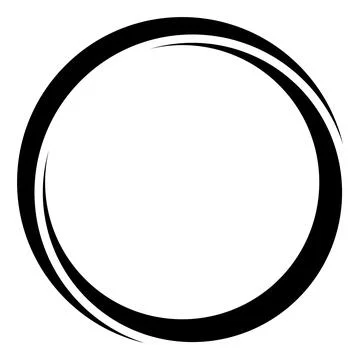 Round curve frame black white moon ornament, circle border doodle Ilustração Stock
