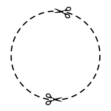 Round cut line with scissors Stock Illustration