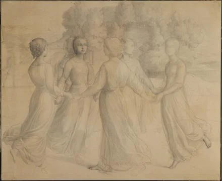 "The Round Dance" or "Rays of Sunlight" 183555 Anne-Franois-Louis Janmot Fr.. イラスト素材