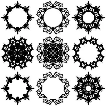 Round decorative elements or frames set Illustrazione stock