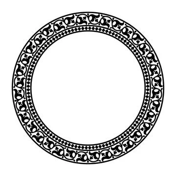 Round decorative frame. Elegant element for design in European style. Black  Stock Illustration