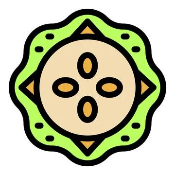 Round decorative object with four seeds resembling a compass rose 库存插图
