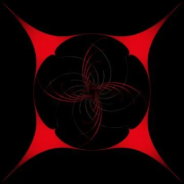 Round design element, on a black background in a red frame Stock Illustration