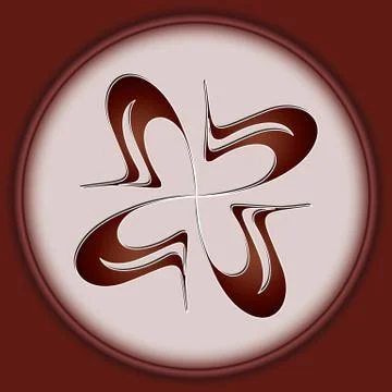 Round design element isolated on white background in brown frame Stock Illustration