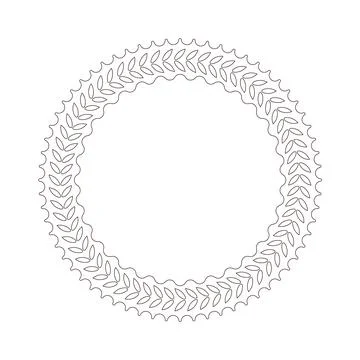 A round design featuring a pattern of leaves around the edge. This design can Ilustração Stock